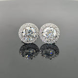 Round Halo 0.5 Carat Moissanite VVS Mens Stud Earring