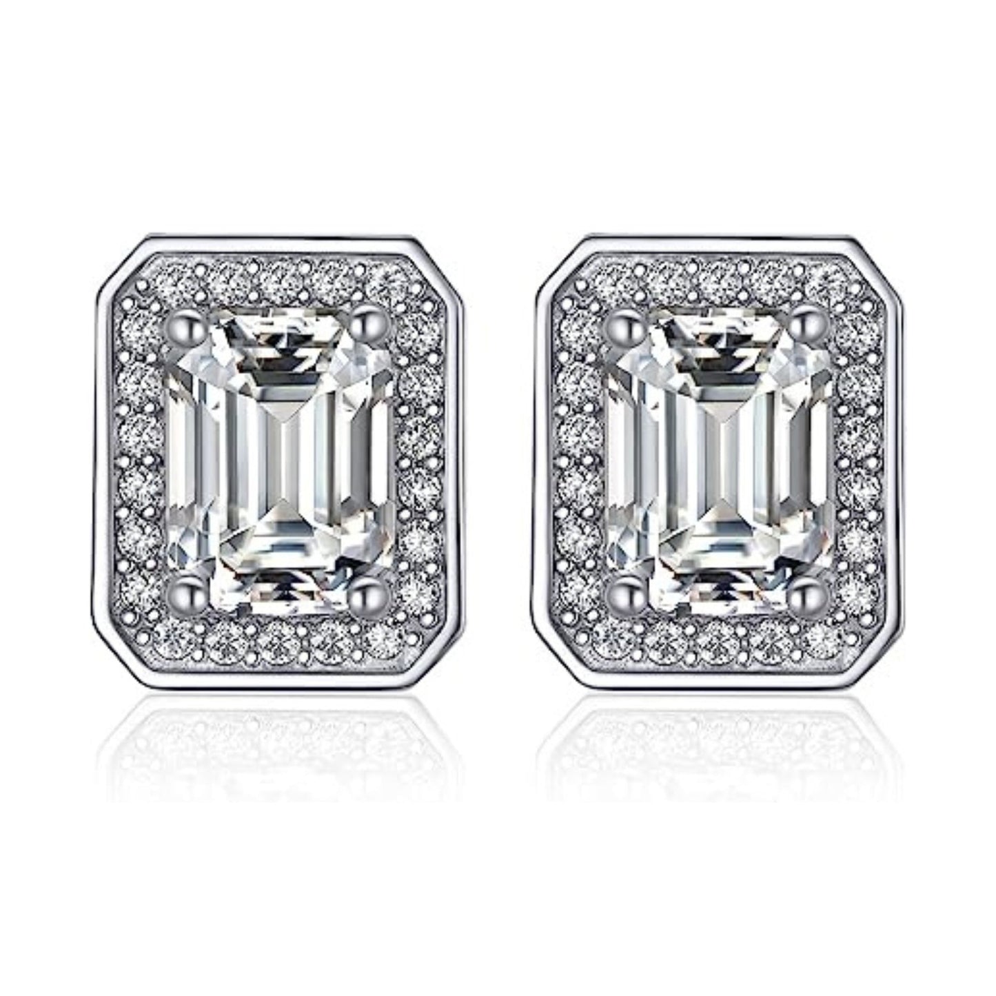 Baguette Halo 0.5 Carat Moissanite VVS Mens Earring