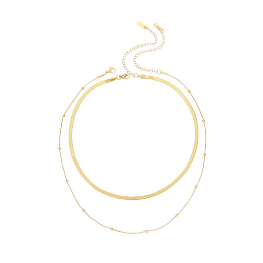 Herringbone Snake Chain & Ball Chain 18K Gold Plated