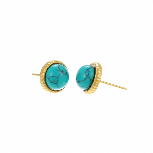 Natural Stone Turquoise 18K Plated Earrings