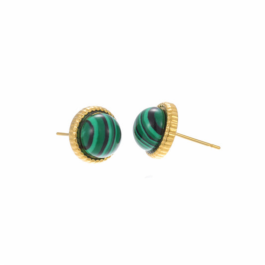 Natural Stone Malachite Earring 18K Gold Plated