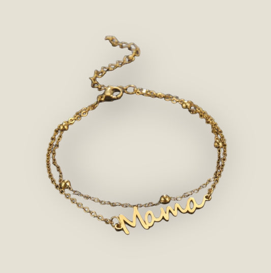 Mama Double Chain Bracelet - 18K Gold Plated