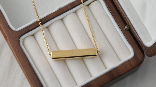 Arabic 18K Gold Bar Personalised Necklace-I leave you in the care of Allah
