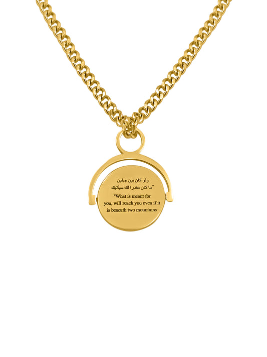 Arabic 18K Gold Plated Destiny Necklace- What is meant for you will reach you even if its is beneath two mountains & what isn't meant for you