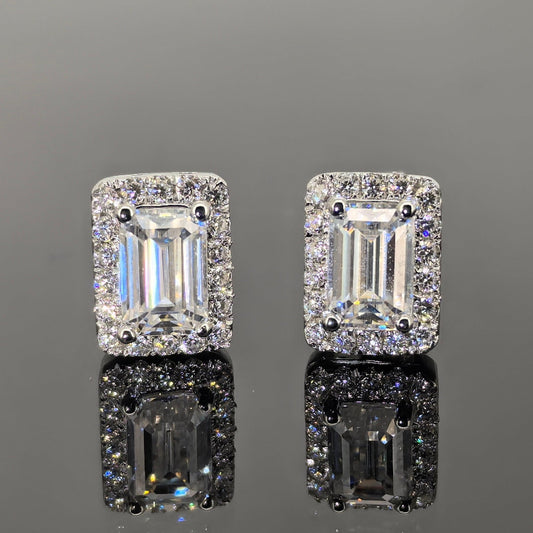 Baguette Halo 0.5 Carat Moissanite VVS Mens Earring